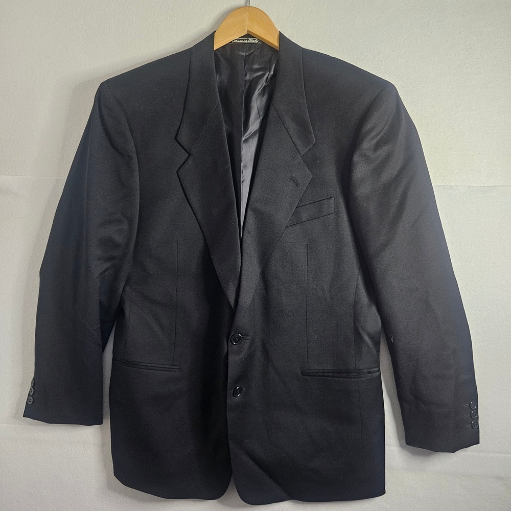 Mani Giorgio Armani Mens 42R‎ Black Pure Virgin Wool Blazer Jacket Made in Italy